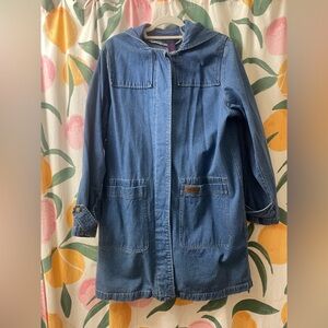 Vintage denim & co long hooded denim jacket